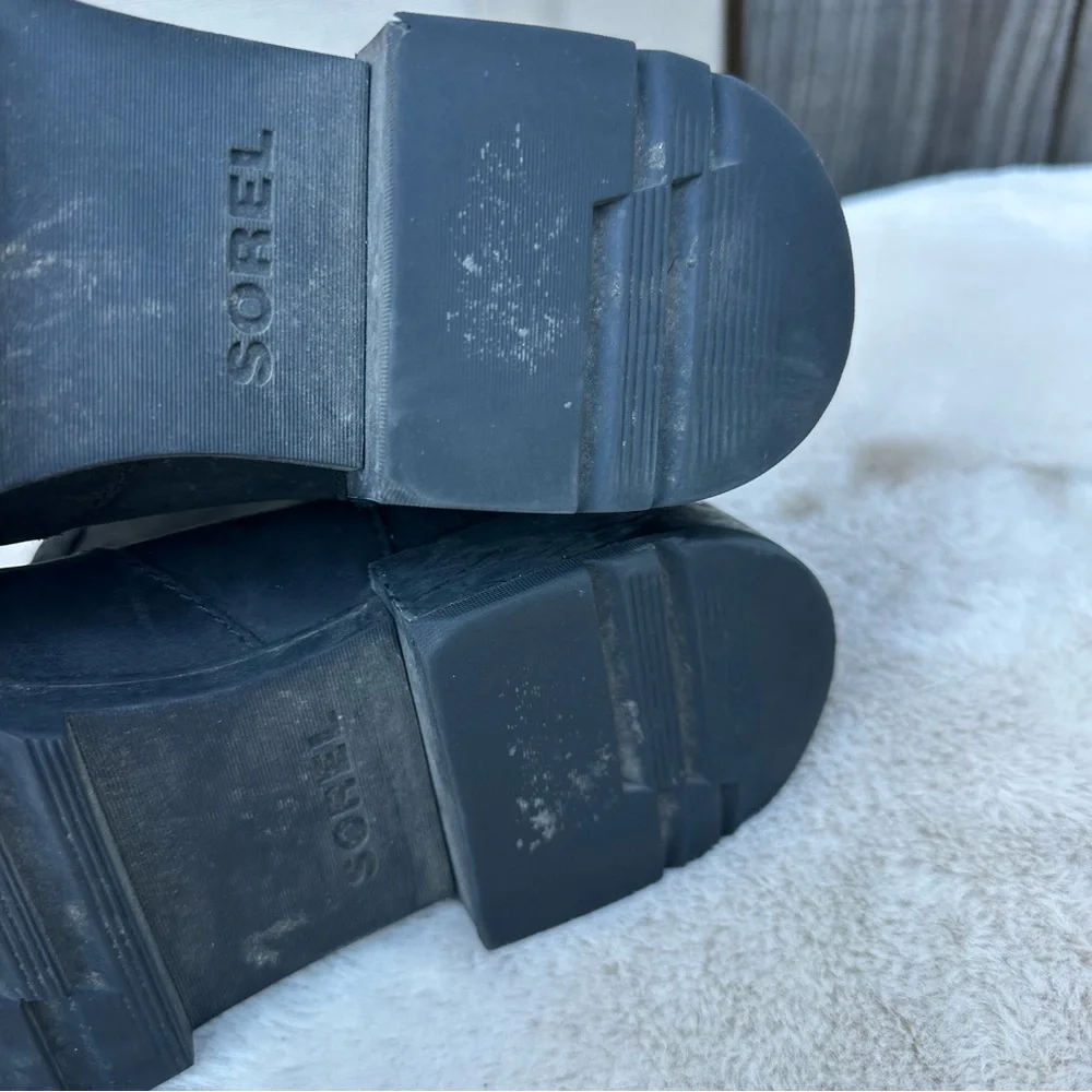 Sorel Emelie II Ankle Black Leather Boots Size 9.5